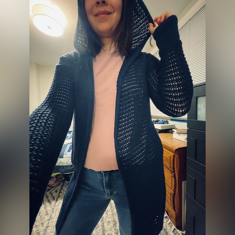 GAP Women's Navy Open-Knit Cardigan
